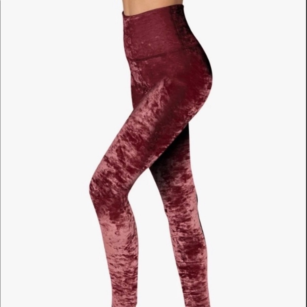 Beyond Yoga Burgundy Velvet Leggings Small